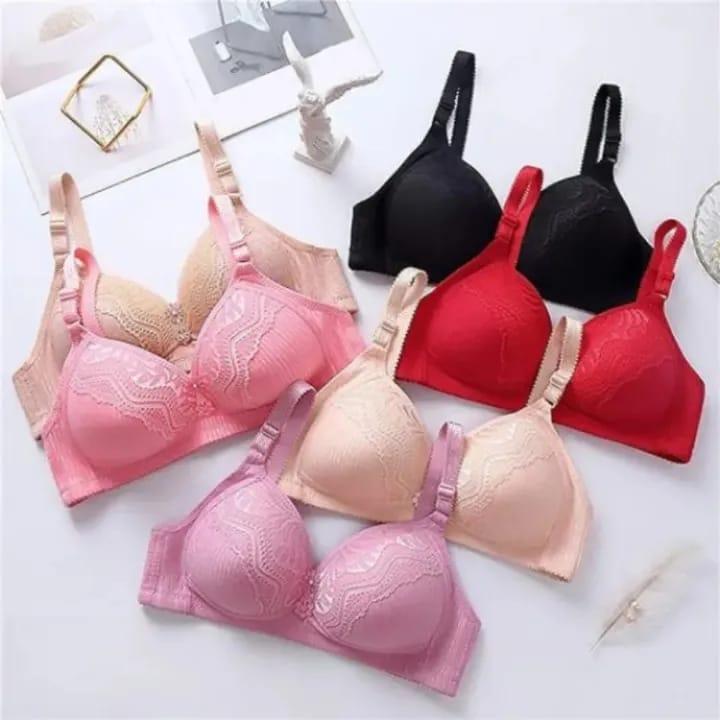 Silk Sequins Padded Push Up Bra