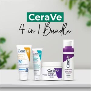 CeraVe 4 in 1 Skincare Bundle Night Cream Serum Sunblock Cleanser