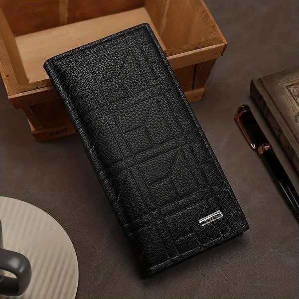 Men's Leather Bi-Fold Wallet Brown Slim Card Holder