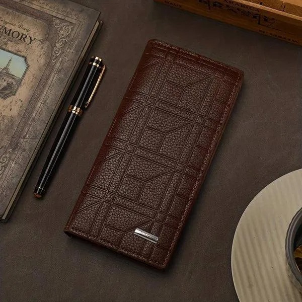 Men's Leather Bi-Fold Wallet Brown Slim Card Holder