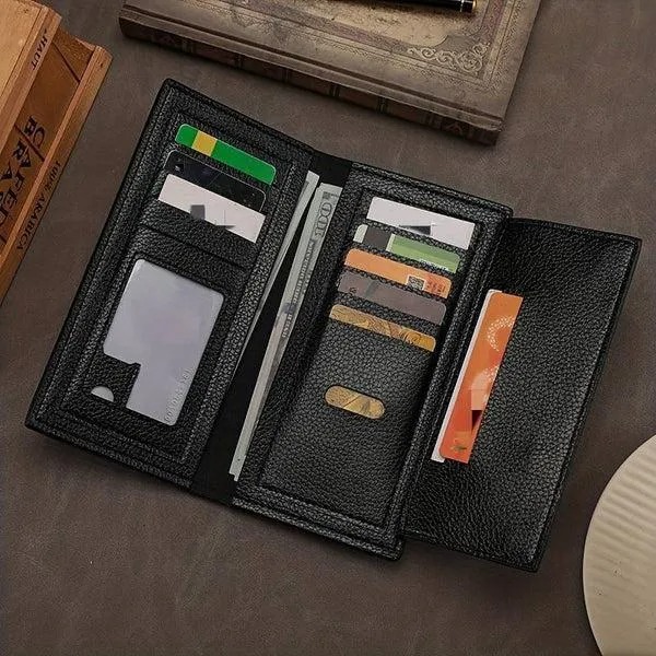 Men's Leather Bi-Fold Wallet Brown Slim Card Holder