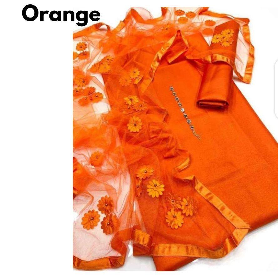 Orange Katan Silk Women's 3-Piece Suit Set