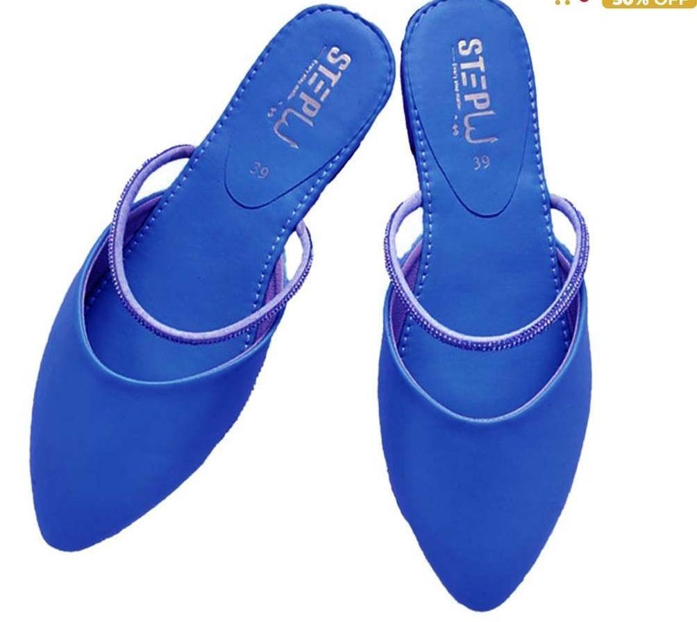 Women's Blue Synthetic Leather Casual Pumps