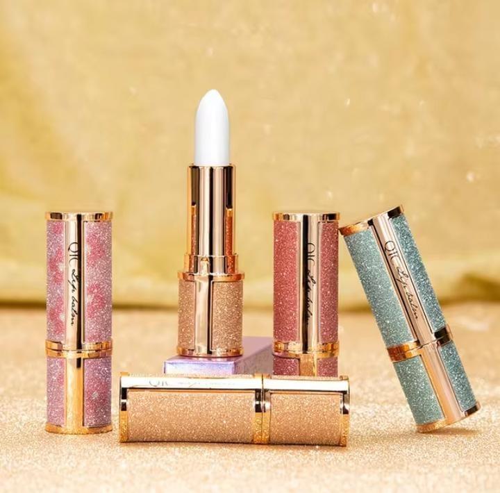 Glitter Lip Balm Set - Hydrating Glossy Pink Green Blue