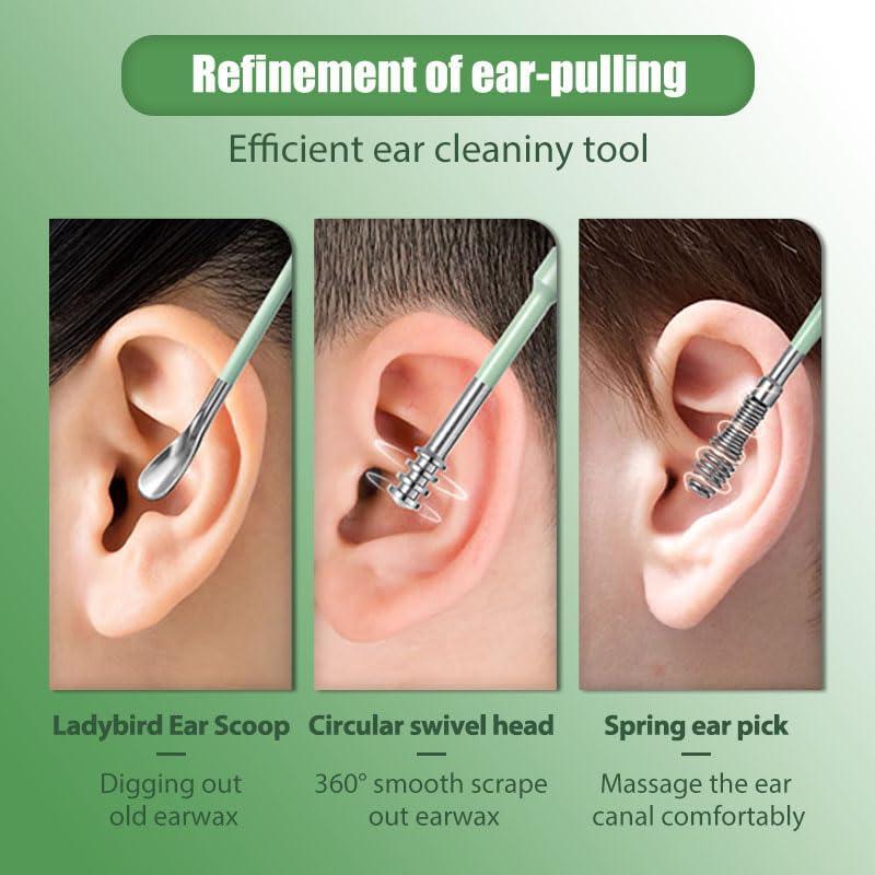 Stainless Steel Ear Cleaning Tool Kit with Orange Case