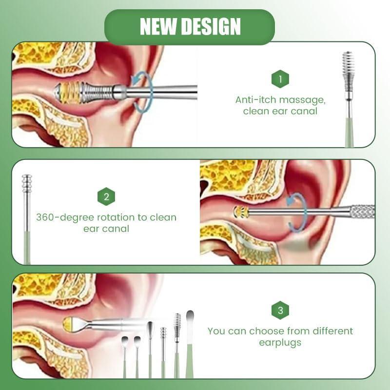 Stainless Steel Ear Cleaning Tool Kit with Orange Case
