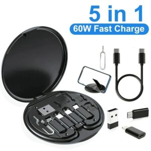 5-in-1 60W Fast Charging Cable Set Black
