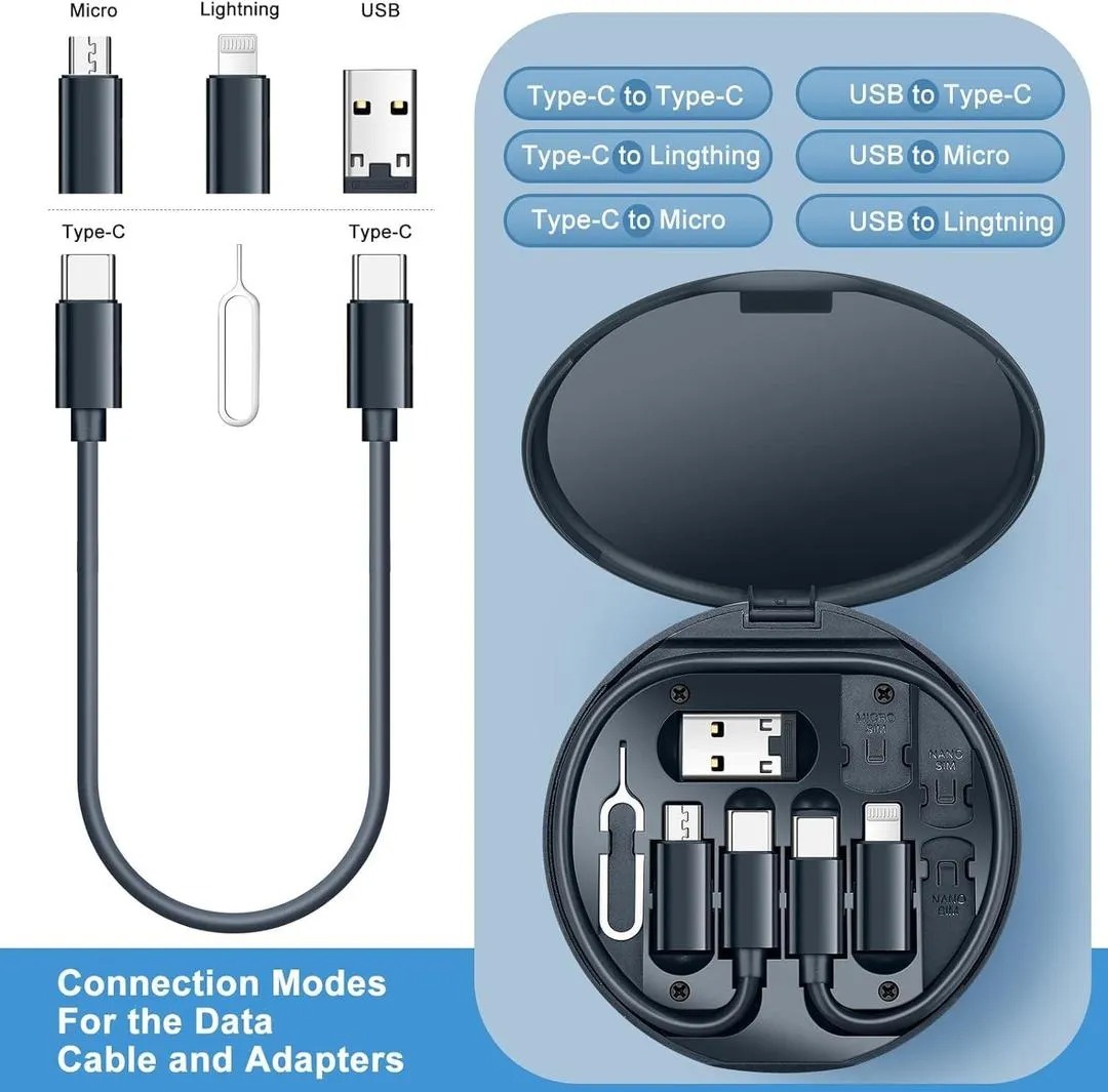 5-in-1 60W Fast Charging Cable Set Black