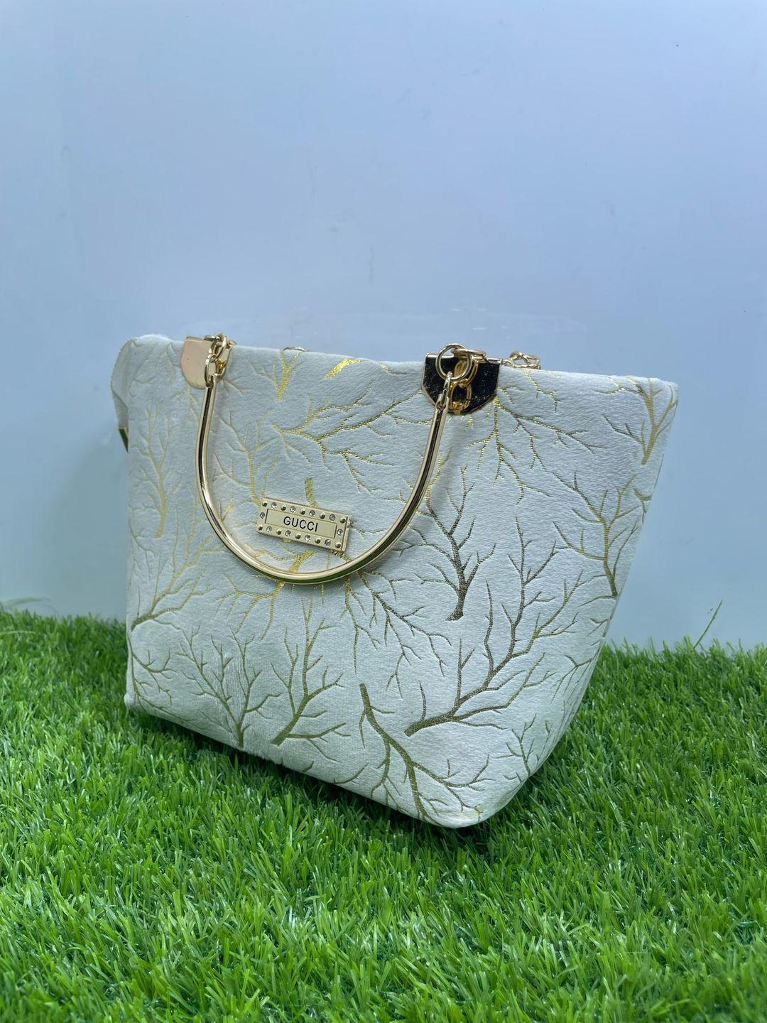 Chic Girl's Velvet Printed Hand Bag