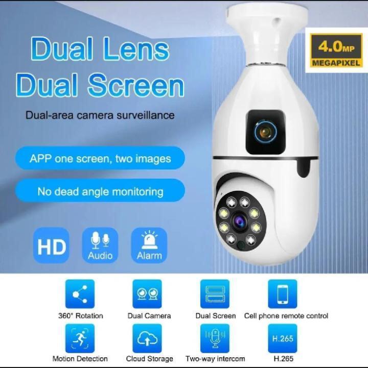 Security Camera Light Bulb White ABS 360 Degree