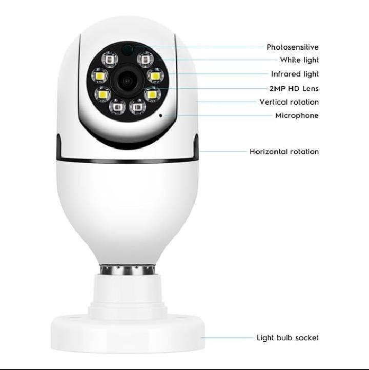 Security Camera Light Bulb White ABS 360 Degree