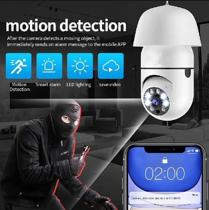 Security Camera Light Bulb White ABS 360 Degree