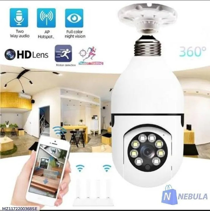 Security Camera Light Bulb White ABS 360 Degree