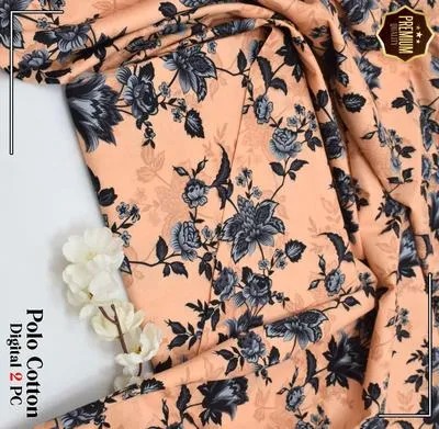 Polo Cotton Floral 2Pc Suit Peach