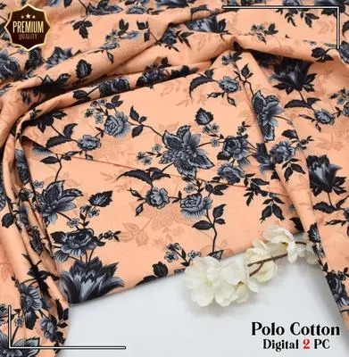 Polo Cotton Floral 2Pc Suit Peach