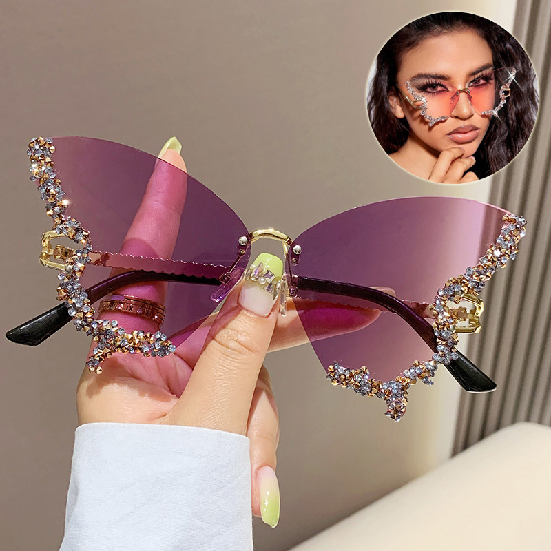 Luxury Diamond Butterfly Sunglasses Women Brand Y2K