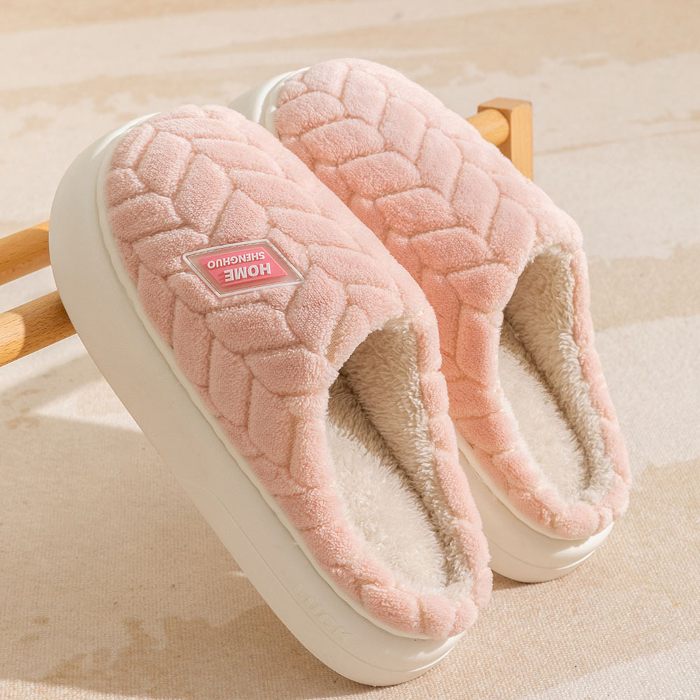 New Non-slip Thick-soled Plush Slippers Winter Warm For Women Men