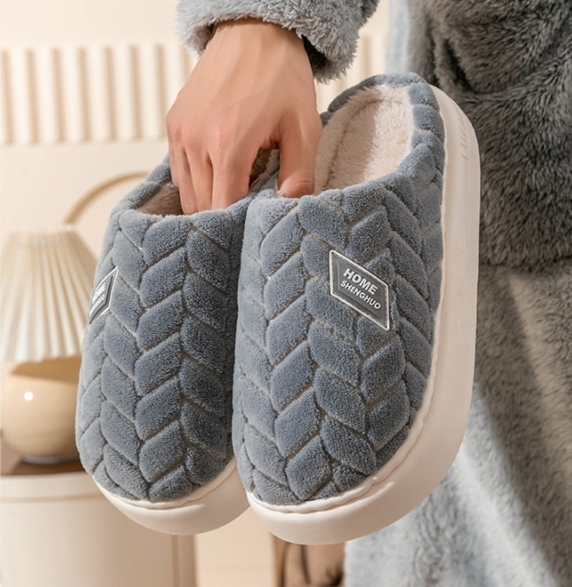 New Non-slip Thick-soled Plush Slippers Winter Warm For Women Men