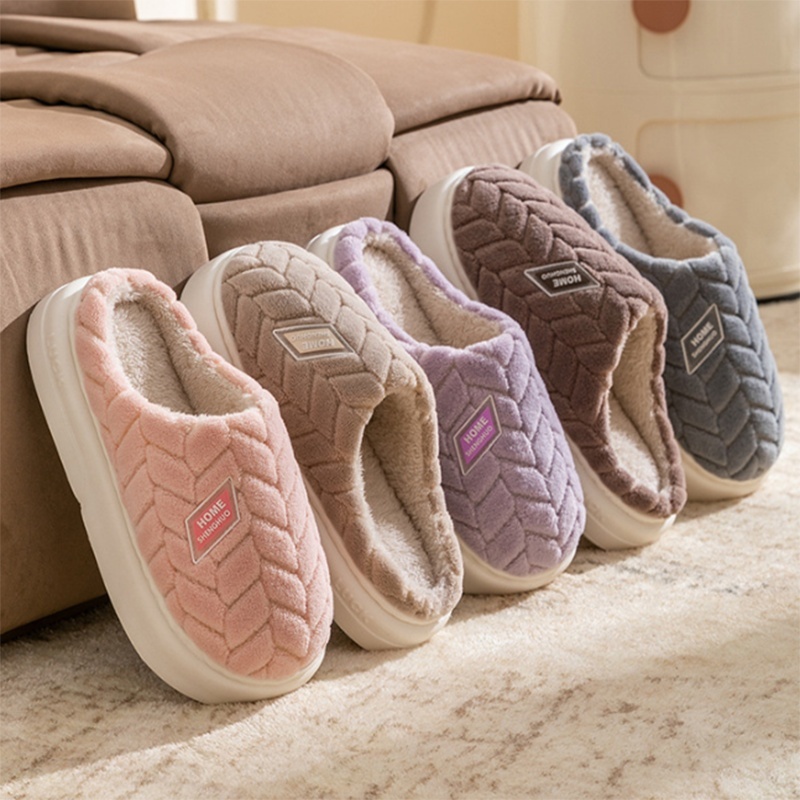 New Non-slip Thick-soled Plush Slippers Winter Warm For Women Men