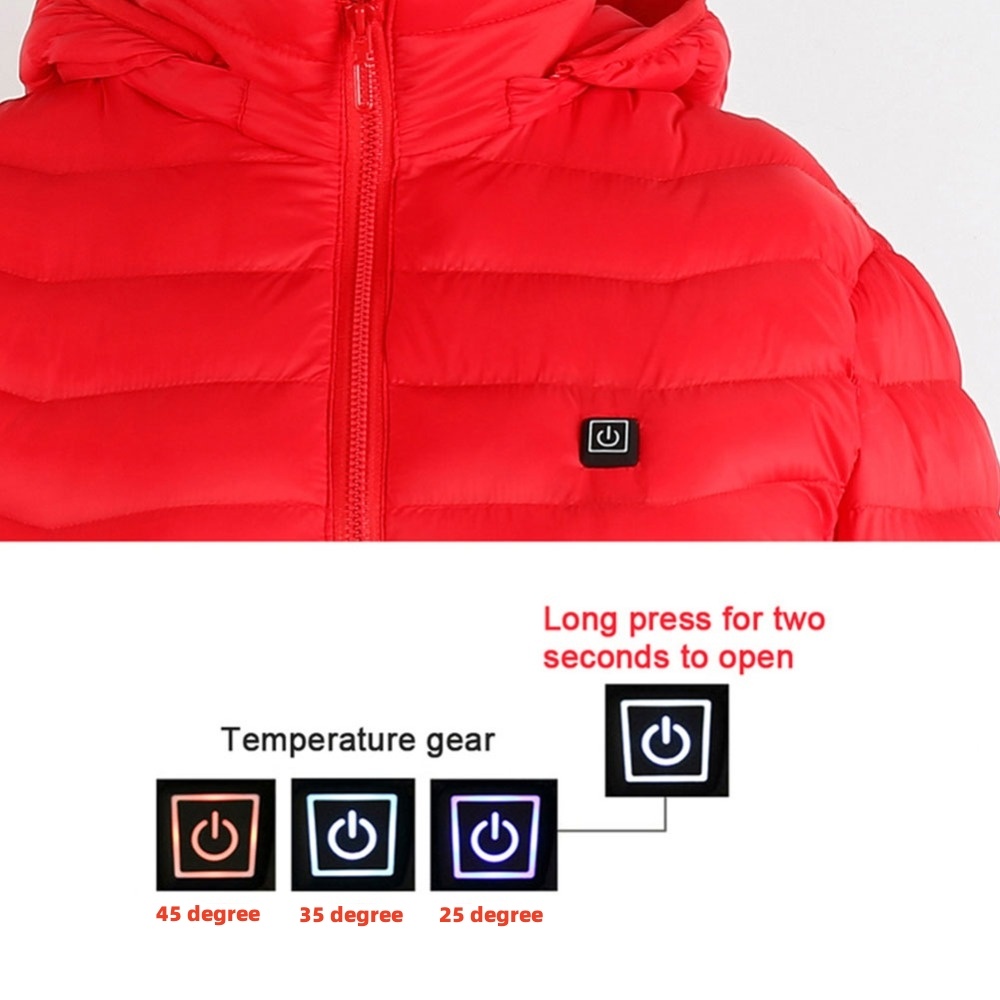 Winter Heated Jacket USB Electric Cotton Coat Zip-up Heater