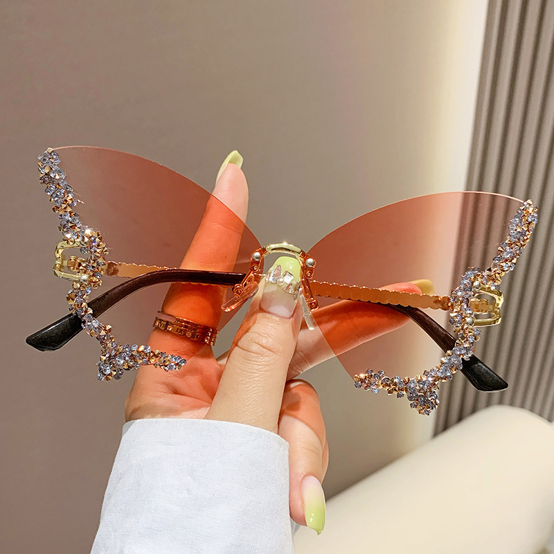 Luxury Diamond Butterfly Sunglasses Women Brand Y2K