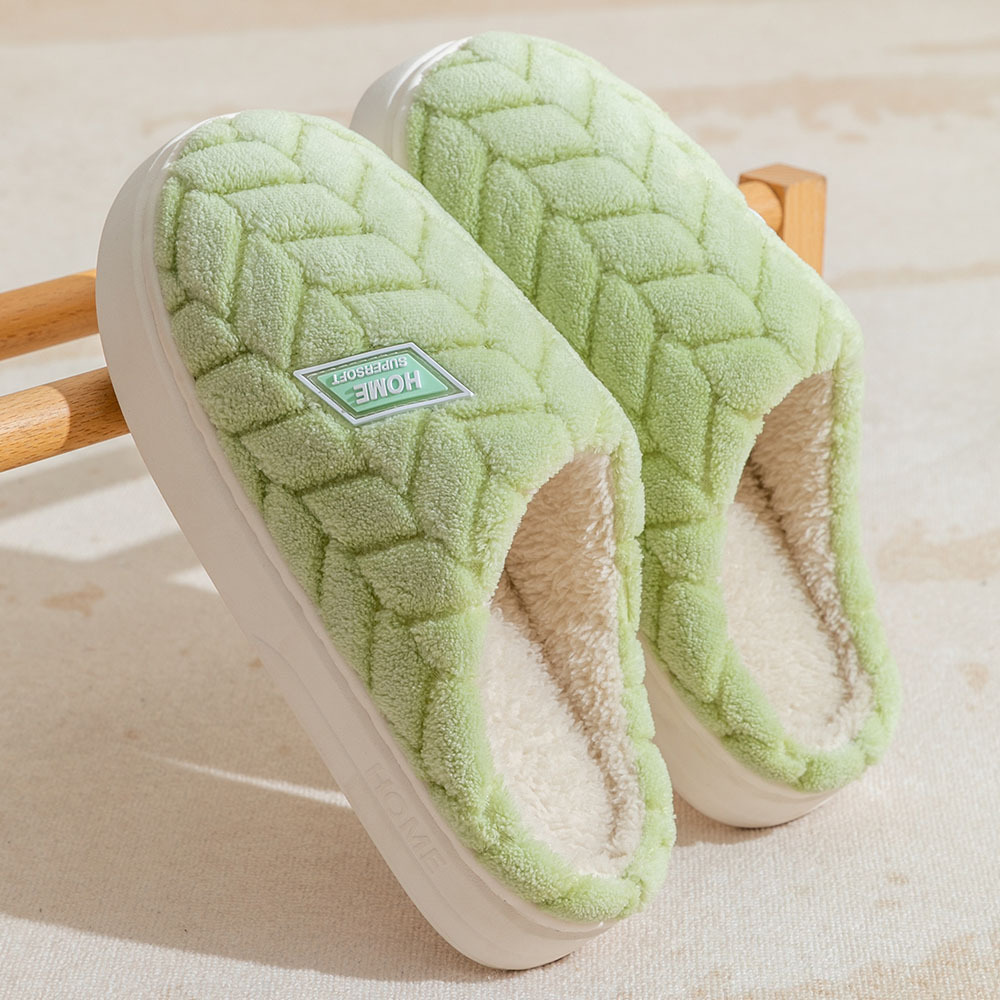 New Non-slip Thick-soled Plush Slippers Winter Warm For Women Men