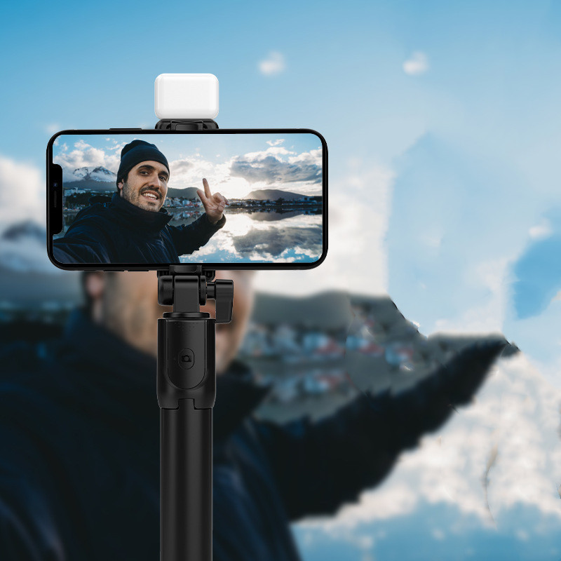 Compatible with Apple, Bluetooth Fill Light Selfie Stick Outdoor