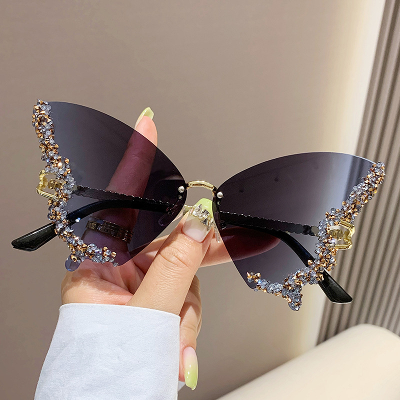 Luxury Diamond Butterfly Sunglasses Women Brand Y2K