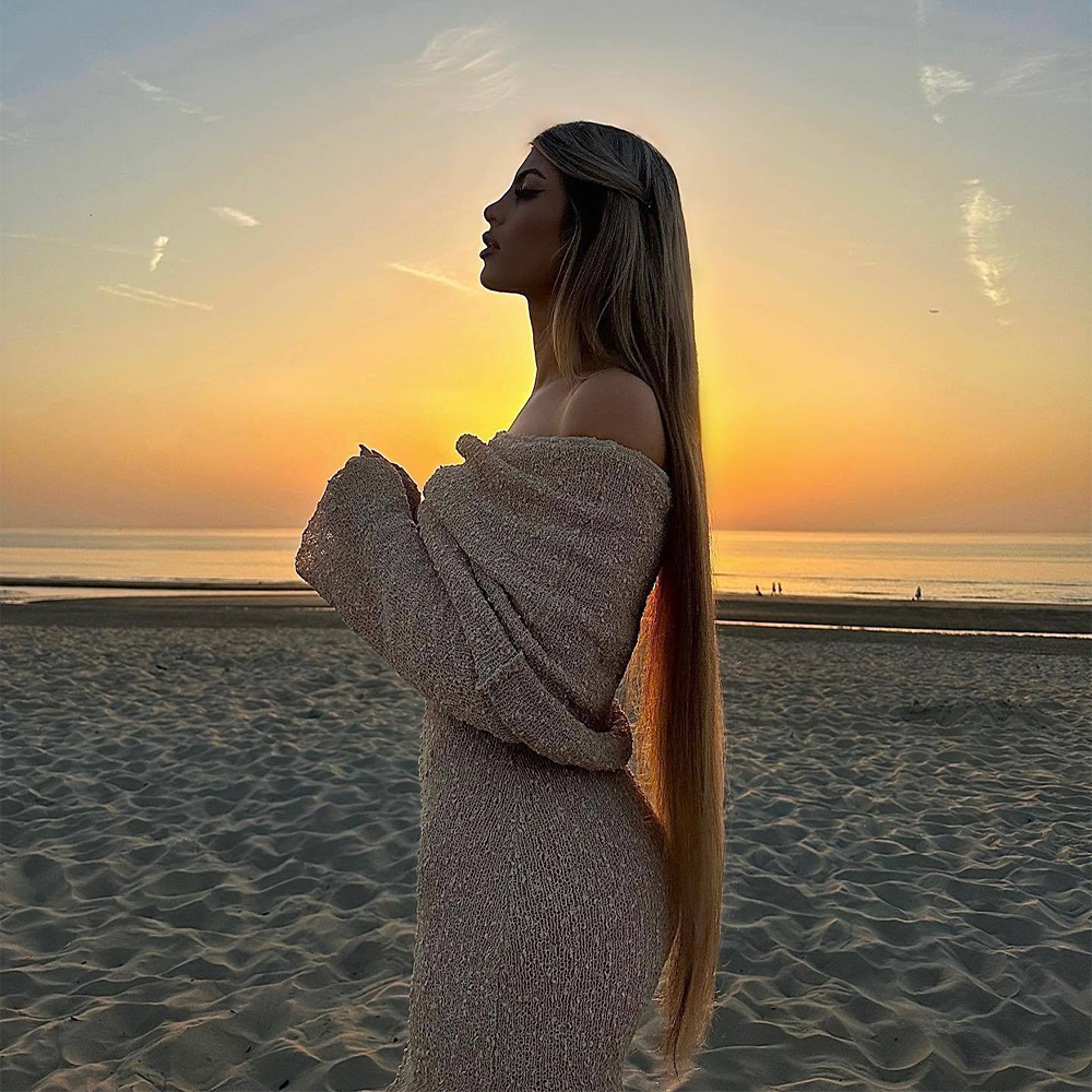 New One-shoulder Knitted Long-sleeved Dress Sexy
