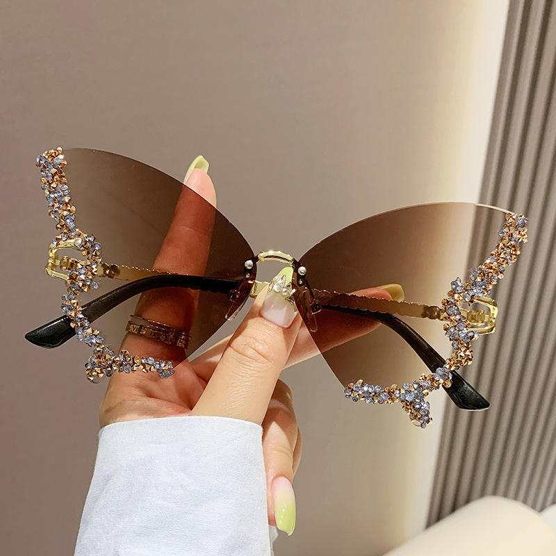 Luxury Diamond Butterfly Sunglasses Women Brand Y2K