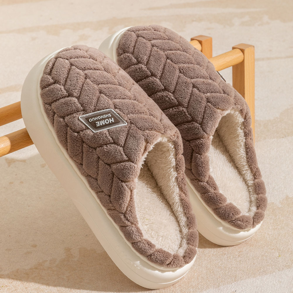 New Non-slip Thick-soled Plush Slippers Winter Warm For Women Men