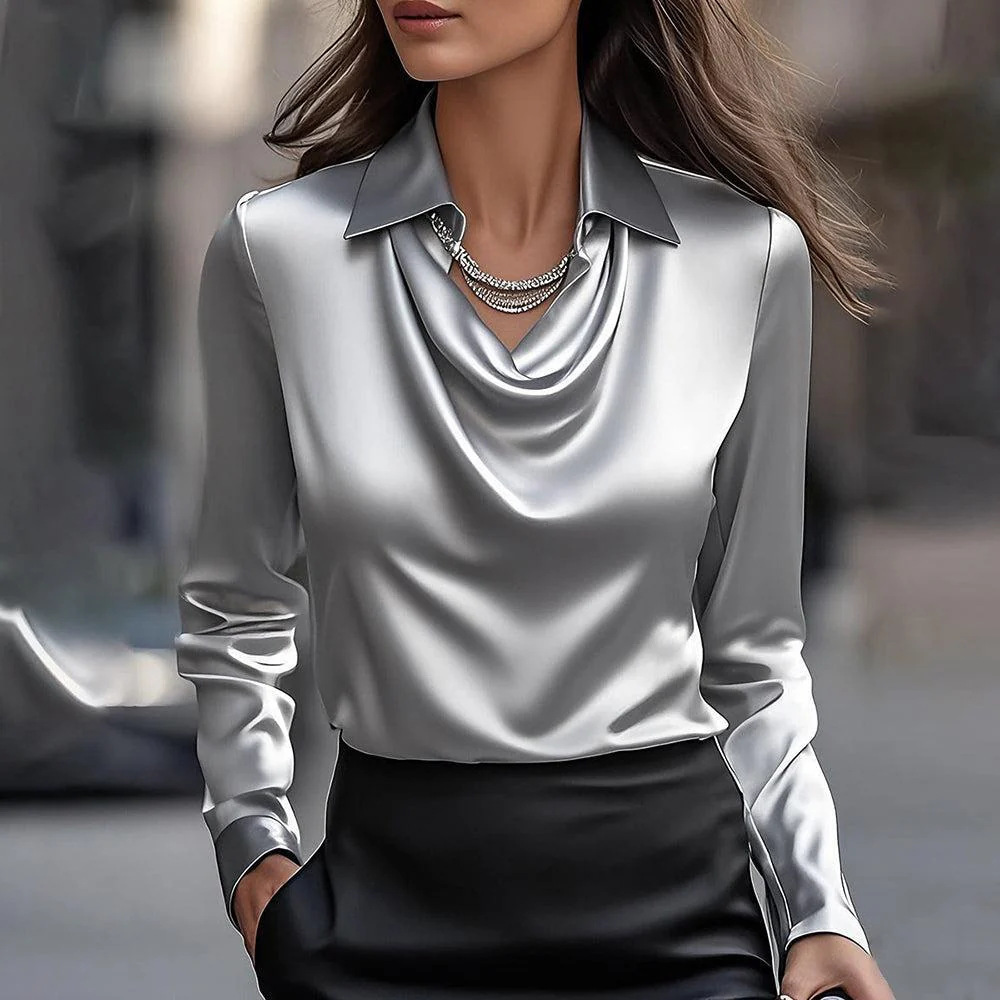 Women's Swing Collar Draped Shirts
