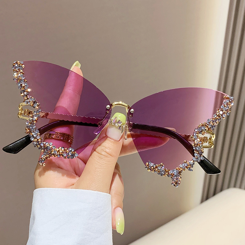 Luxury Diamond Butterfly Sunglasses Women Brand Y2K