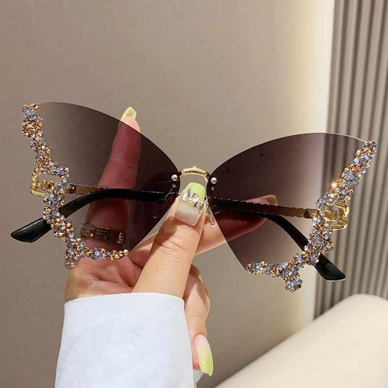 Luxury Diamond Butterfly Sunglasses Women Brand Y2K