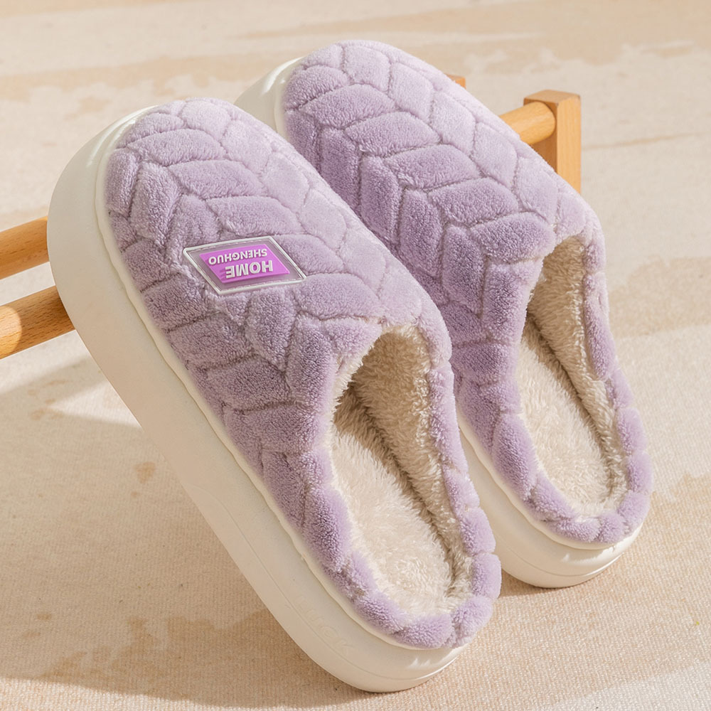 New Non-slip Thick-soled Plush Slippers Winter Warm For Women Men