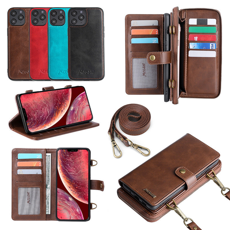 Detachable Wallet Backpack Strong Adsorption Leather Flip Phone Cases Iphone