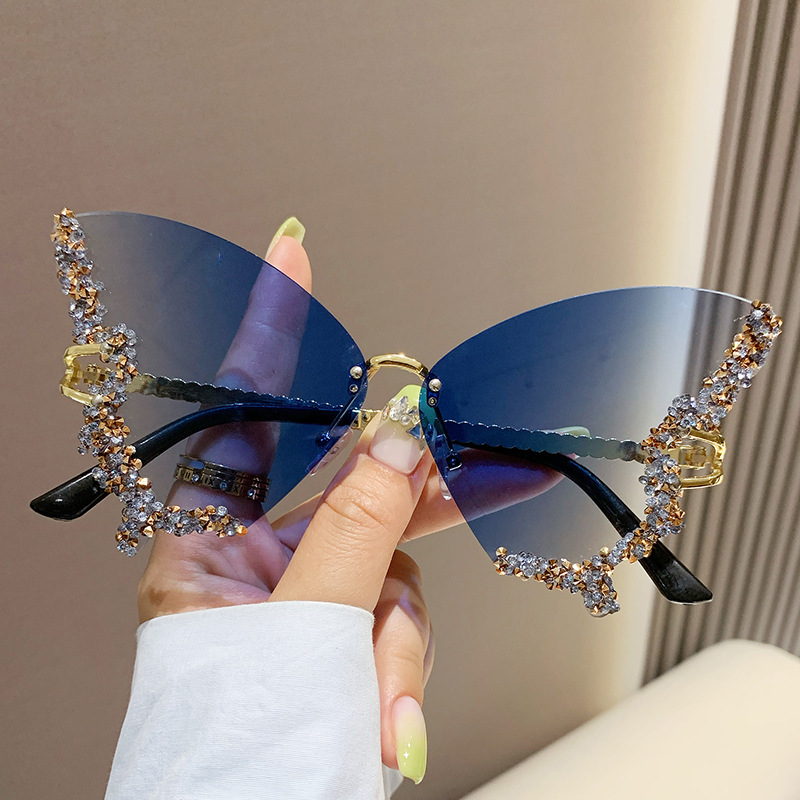 Luxury Diamond Butterfly Sunglasses Women Brand Y2K